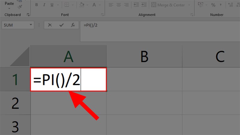 Trong 1 ô tính A1 bạn gõ công thức =PI()/2