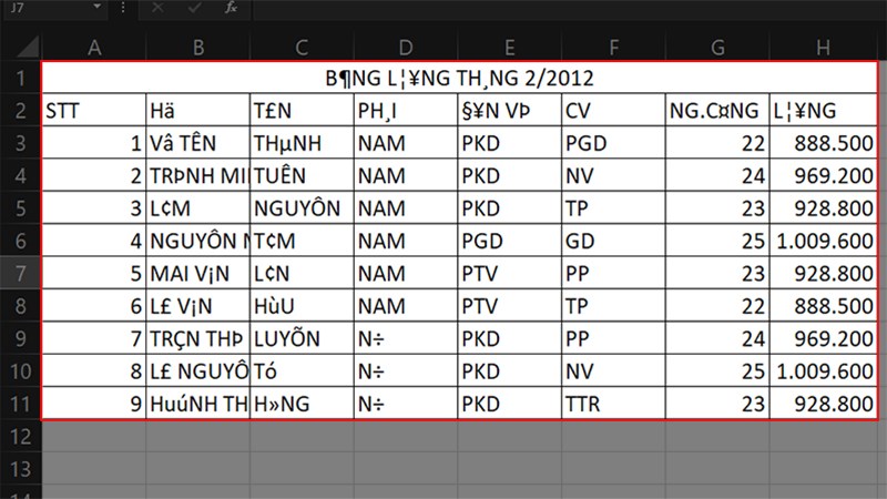 Các nguyên nhân gây ra lỗi font chữ trong Excel