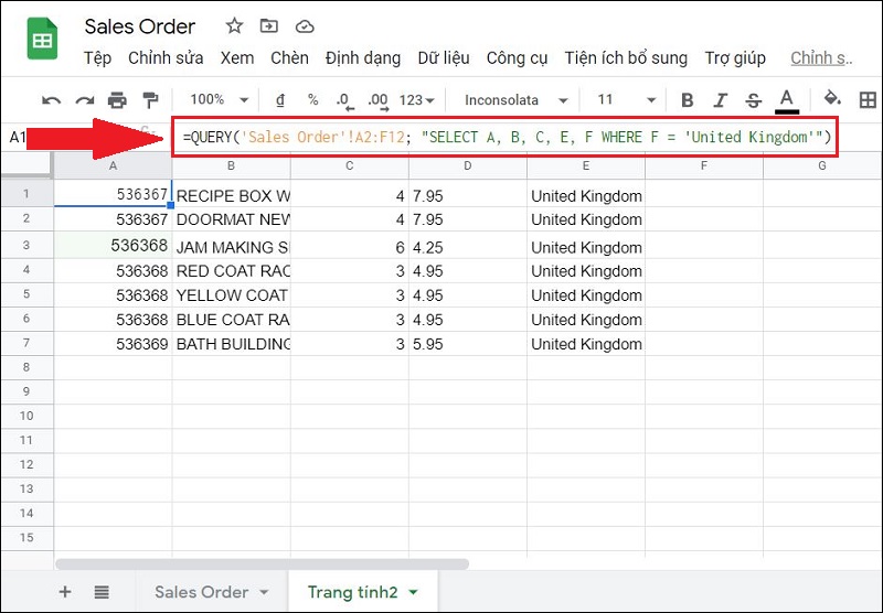 Sử dụng QUERY truy vấn dữ liệu 