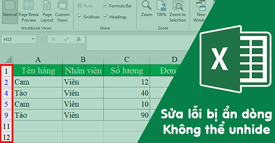 Sửa lỗi bị ẩn dòng, không unhide được trong Excel 100% thành công