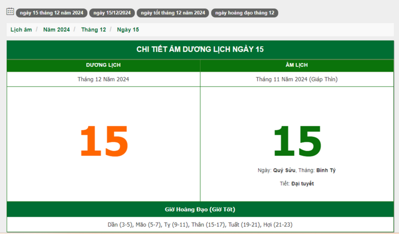 Hôm nay (15/12), có phải ngày đẹp không? - 1